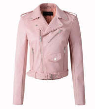 Load image into Gallery viewer, New Arrival 2020 brand Winter Autumn Motorcycle leather jackets yellow leather jacket women leather coat slim PU jacket Leather